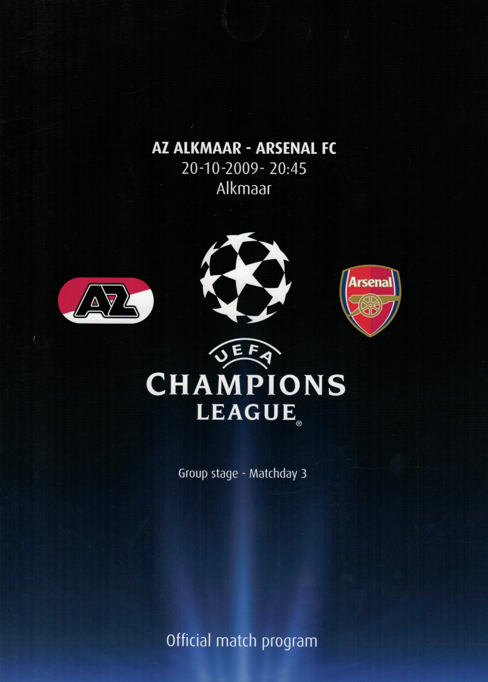 AZ Programma 20-okt-2009 Arsenal thuis